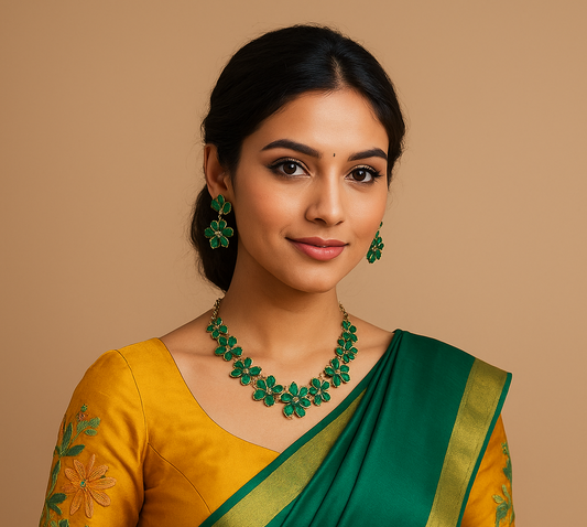 Green Floral Necklace Set