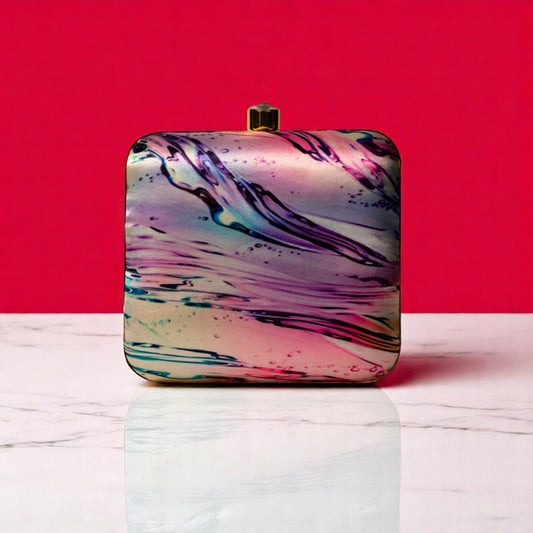 Pink Satin Texture Waves Sling Clutch