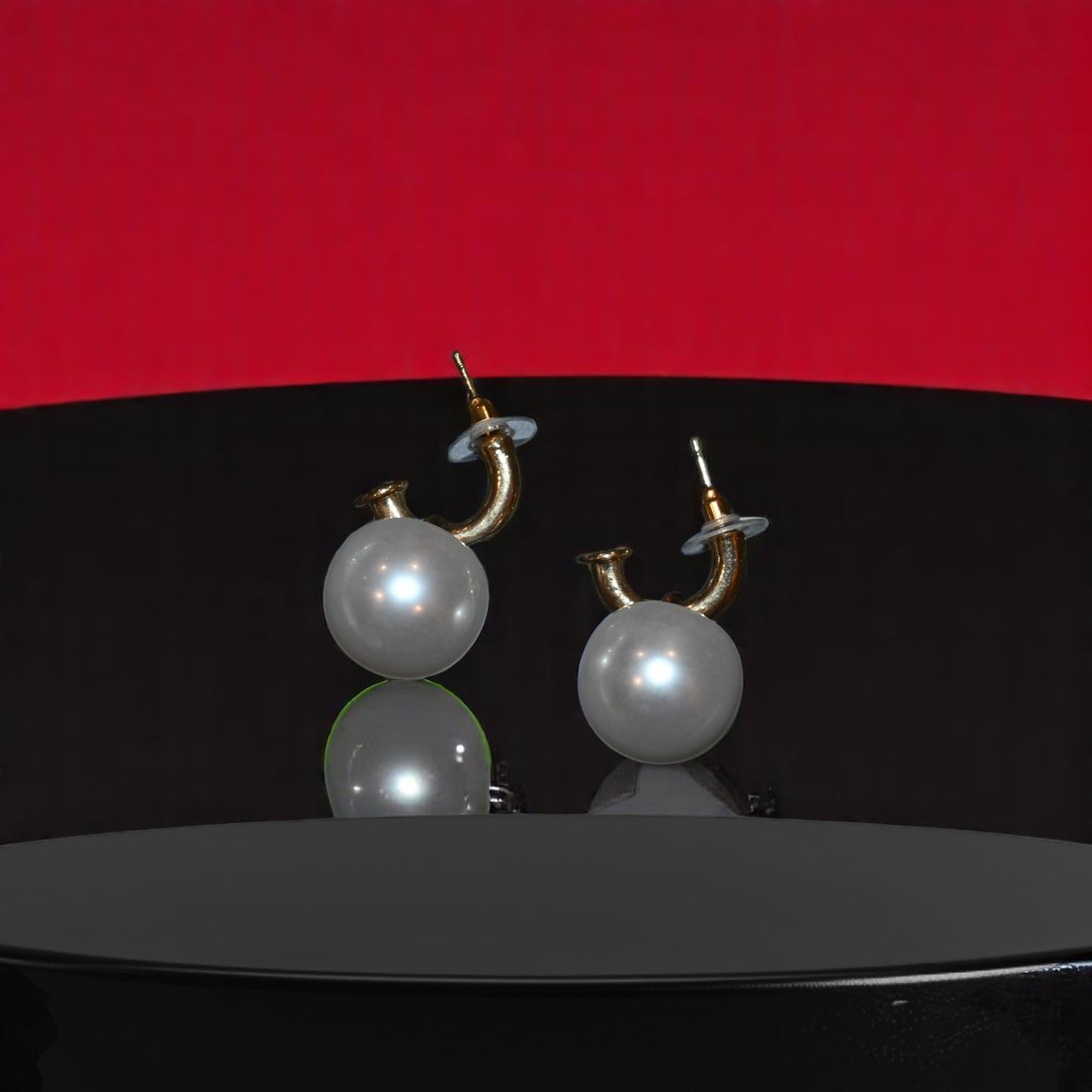 Synthetic Big Pearl Dangler Studs