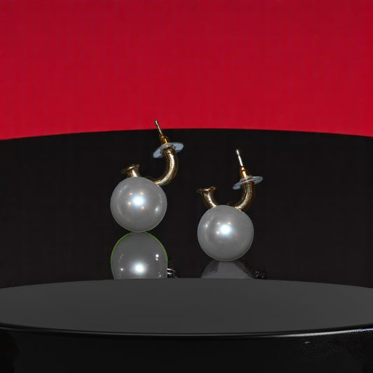 Synthetic Big Pearl Dangler Studs