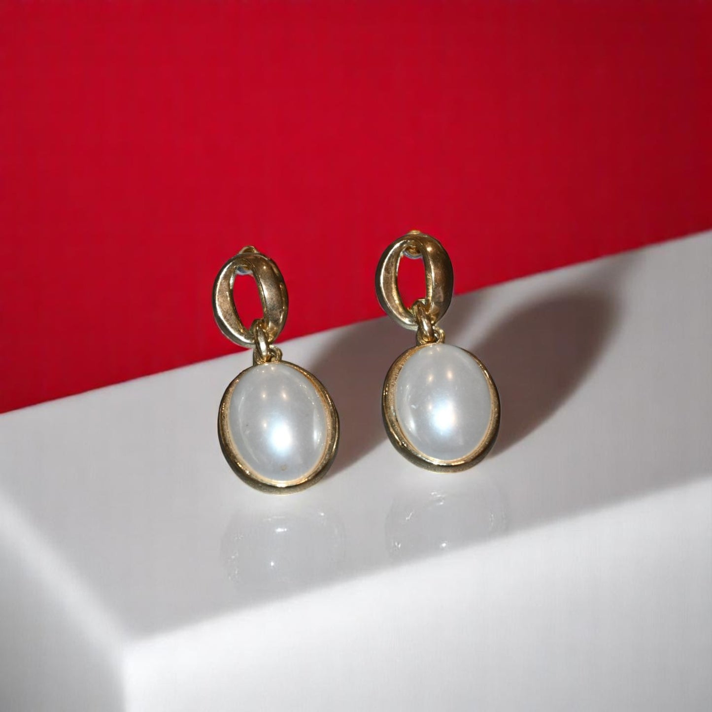 Synthetic Pearl Gold Polish Earrings