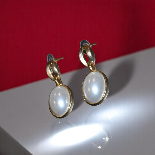 Synthetic Pearl Gold Polish Earrings