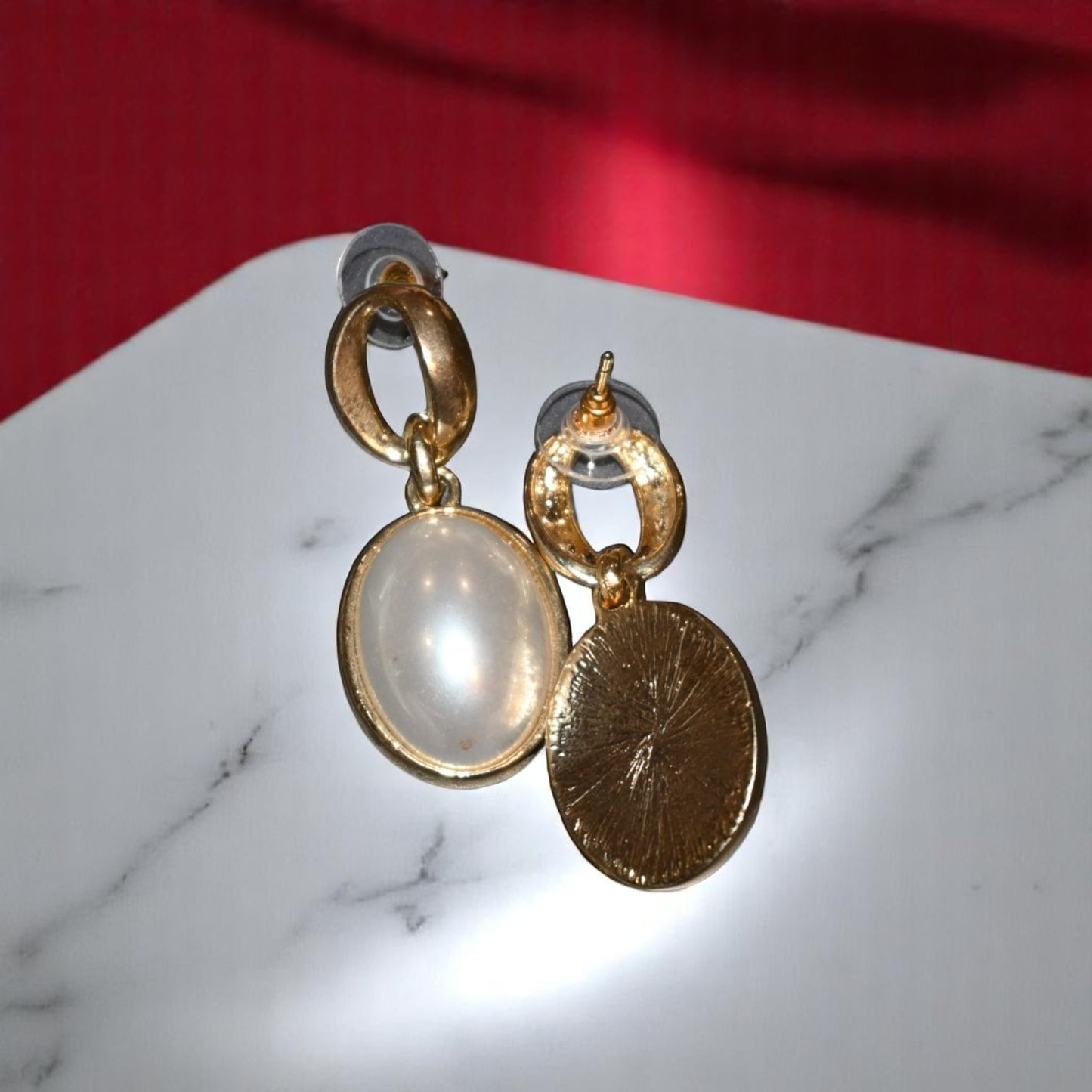 Synthetic Pearl Gold Polish Earrings