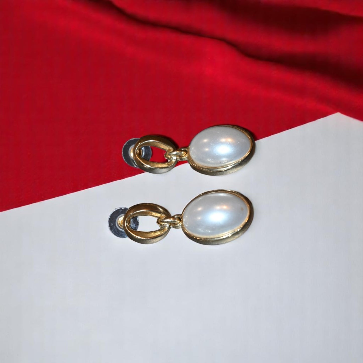 Synthetic Pearl Gold Polish Earrings