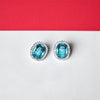 Zircon Blue Oval Shape Gemstone Studs