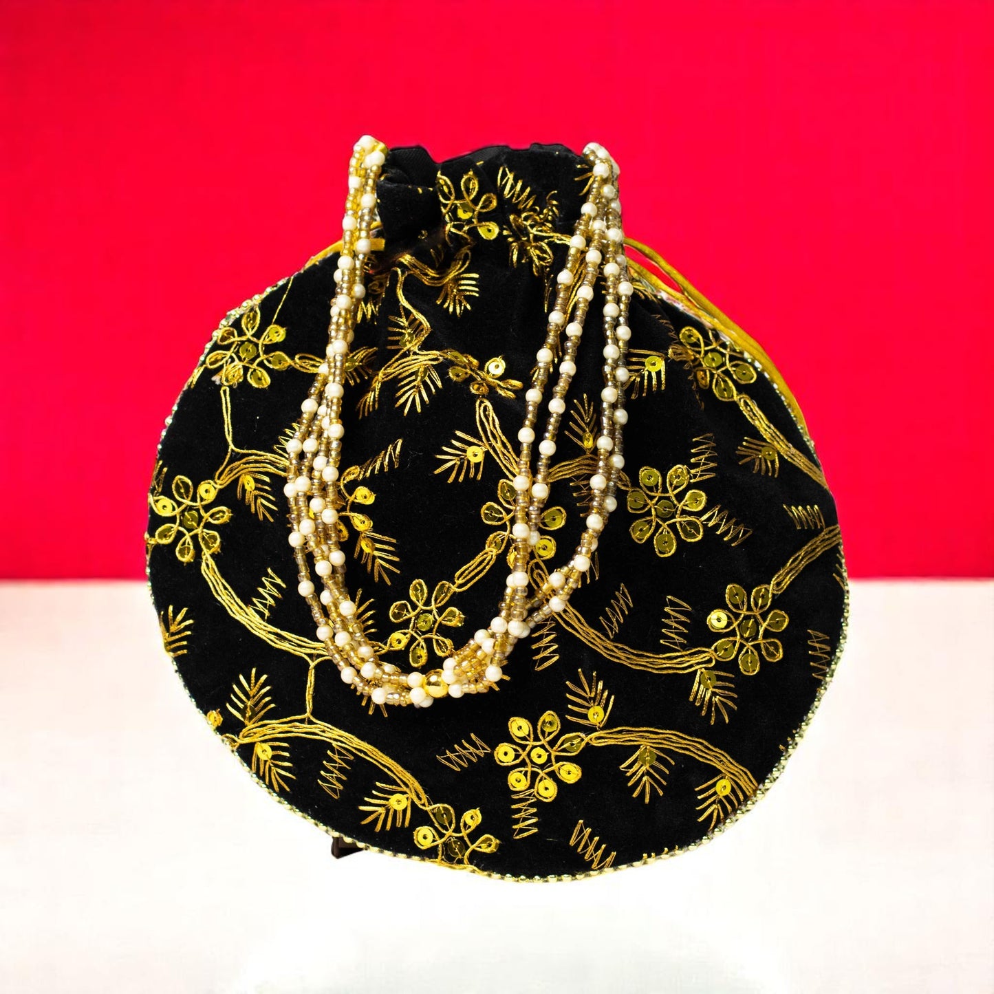 Black Zari Potli Bag