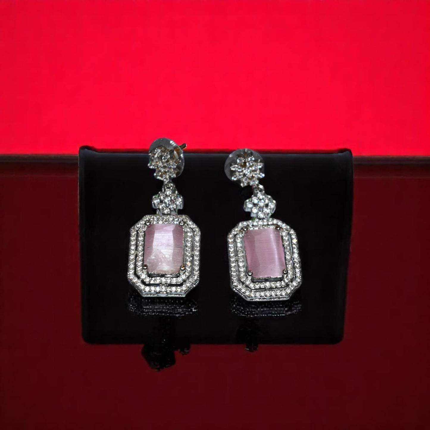 Zircon Baby Pink Long Earrings