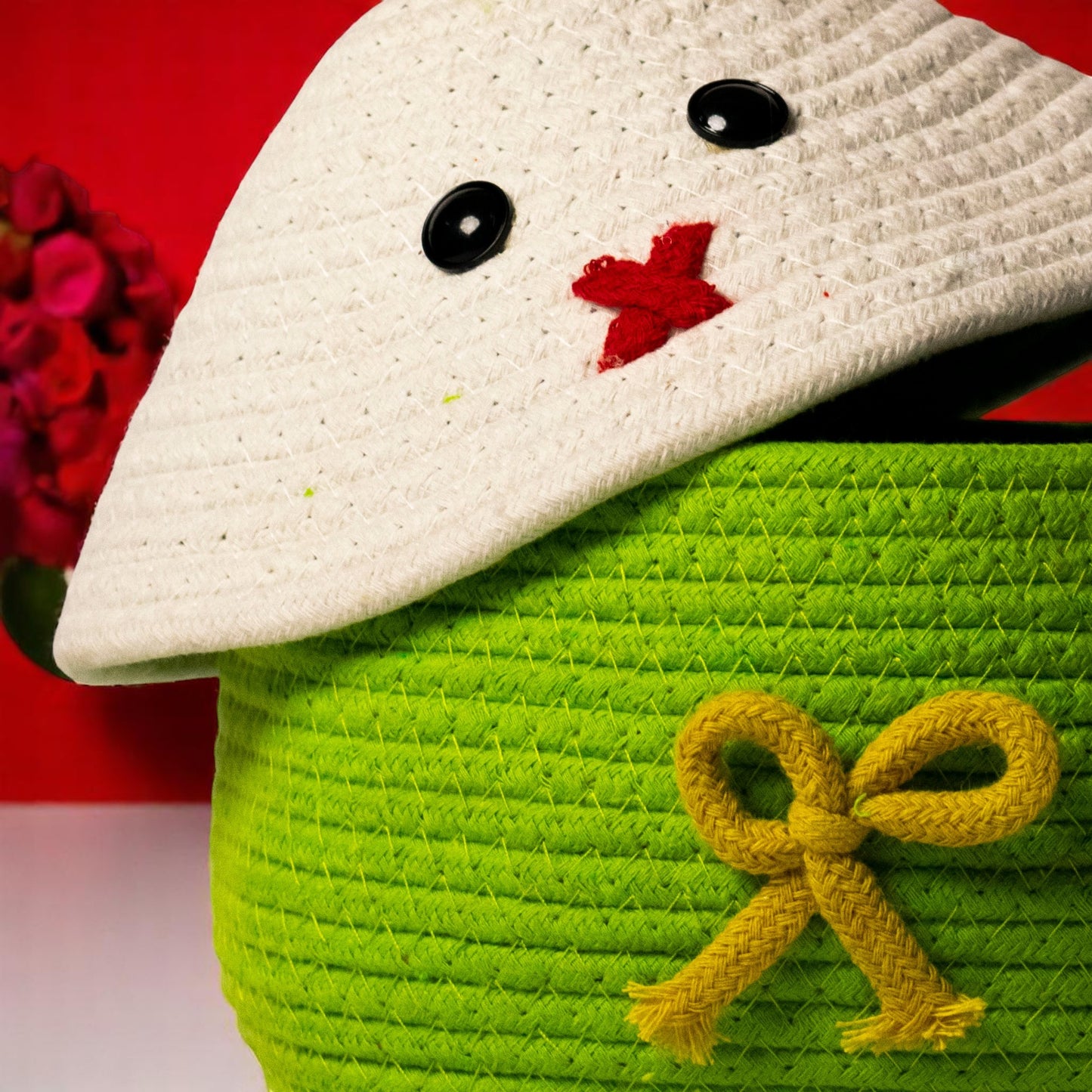 Cute Bunny Green Rope Storage Box