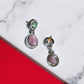 Zircon Sea Green Pink Earrings