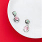 Zircon Sea Green Pink Earrings