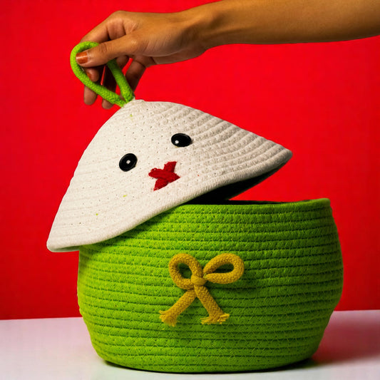 Cute Bunny Green Rope Storage Box