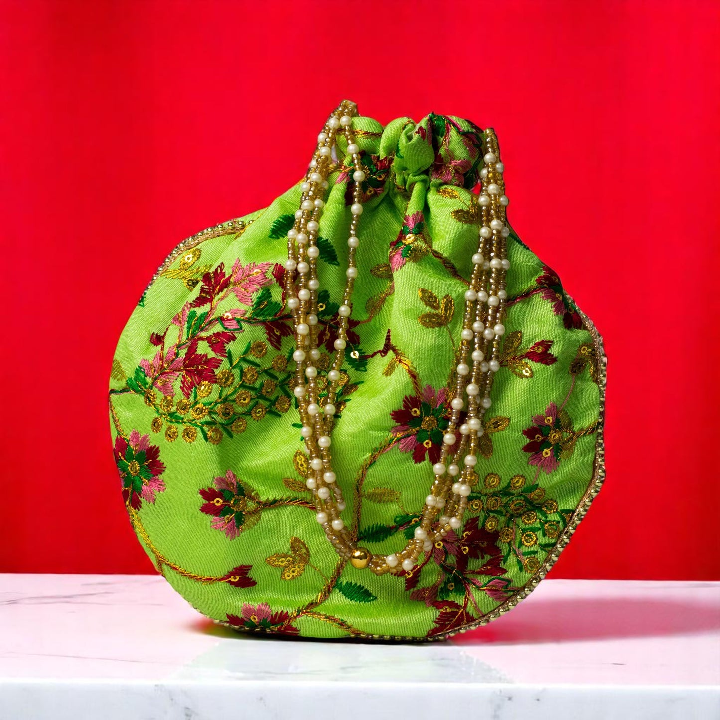 Green Zari Potli Bag