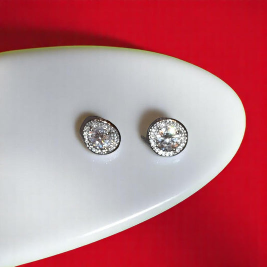 Round White Gemstone Studs