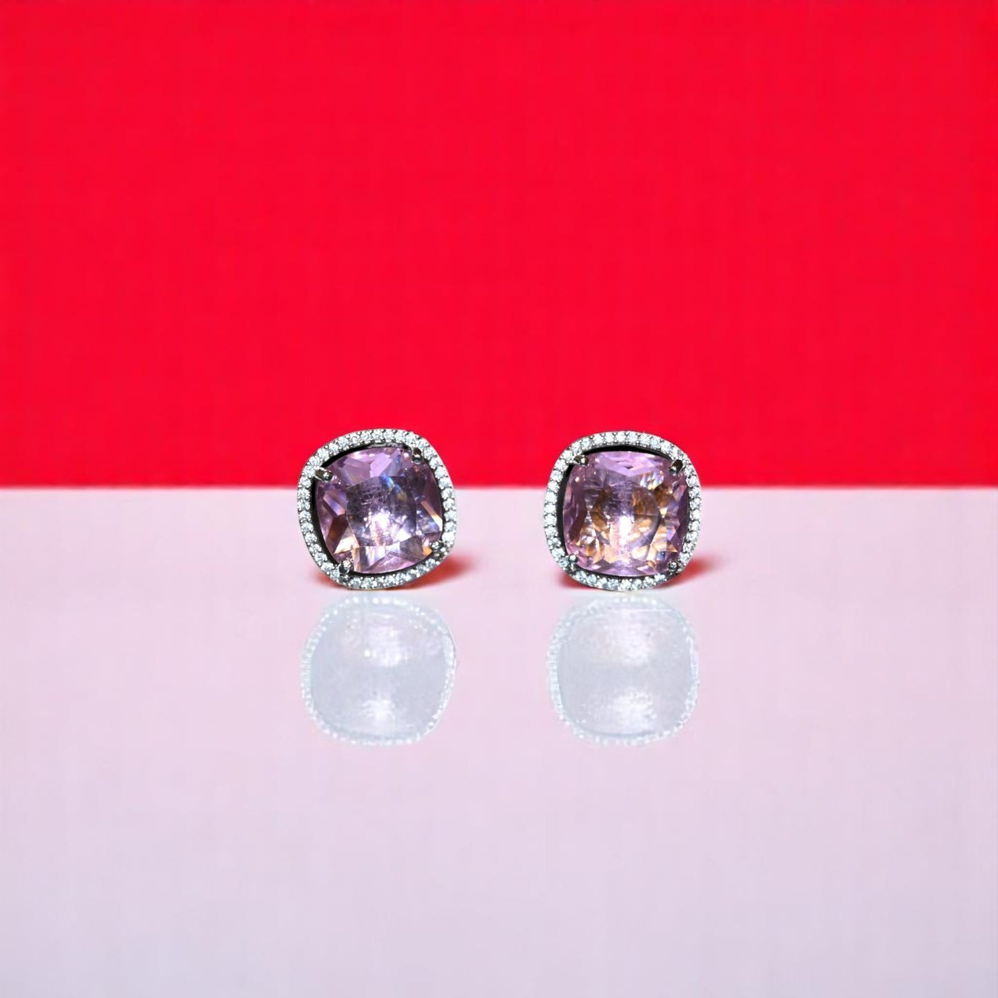 Pink Gemstone Zircon Studs