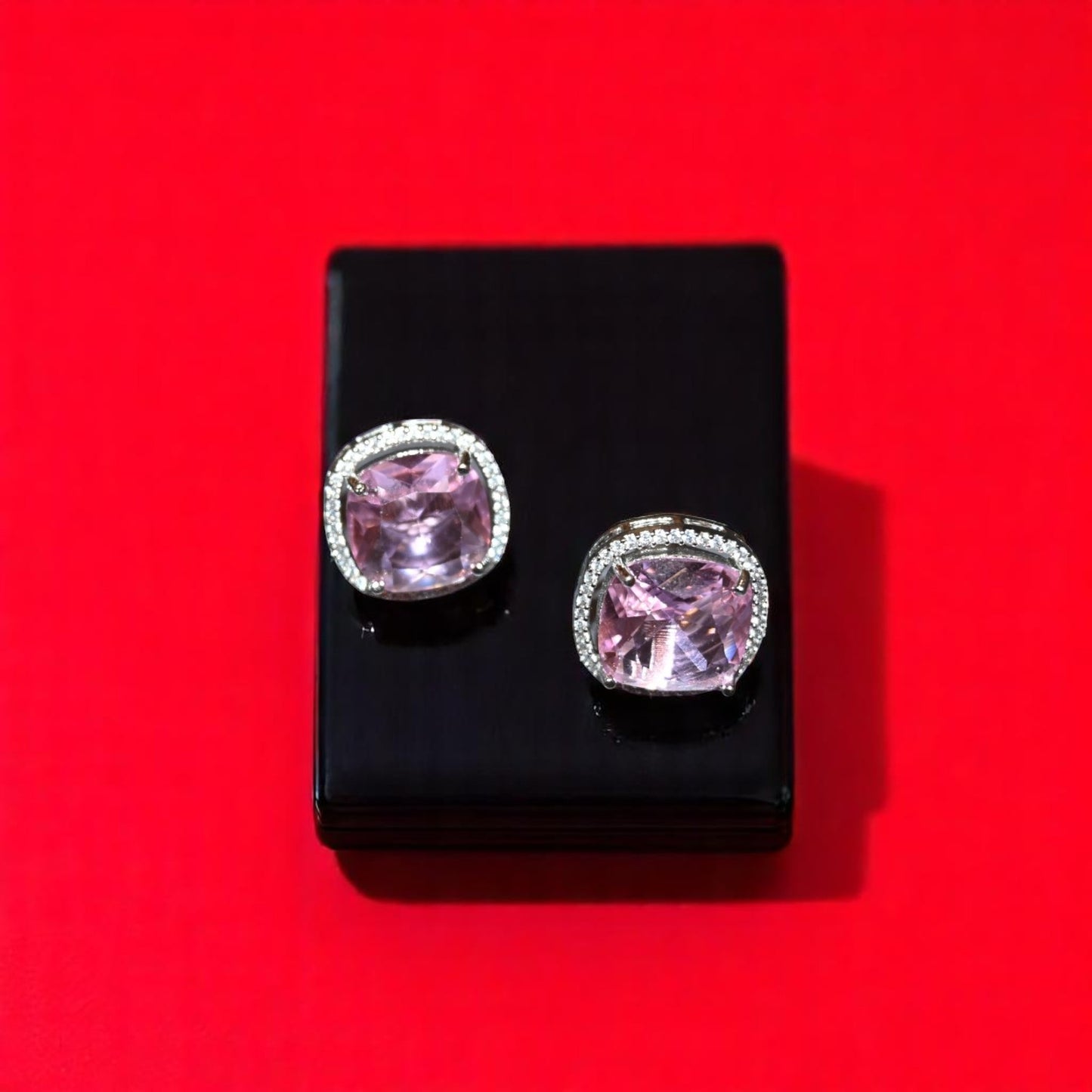 Pink Gemstone Zircon Studs