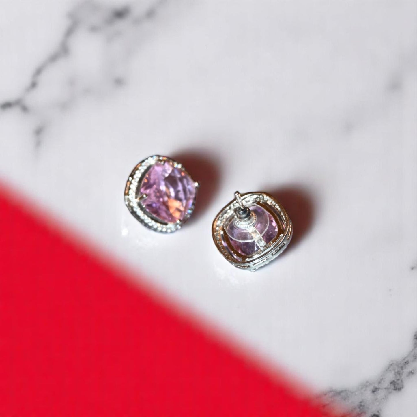 Pink Gemstone Zircon Studs