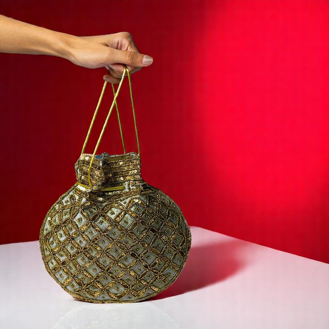 Sequence Grey Potli Bags