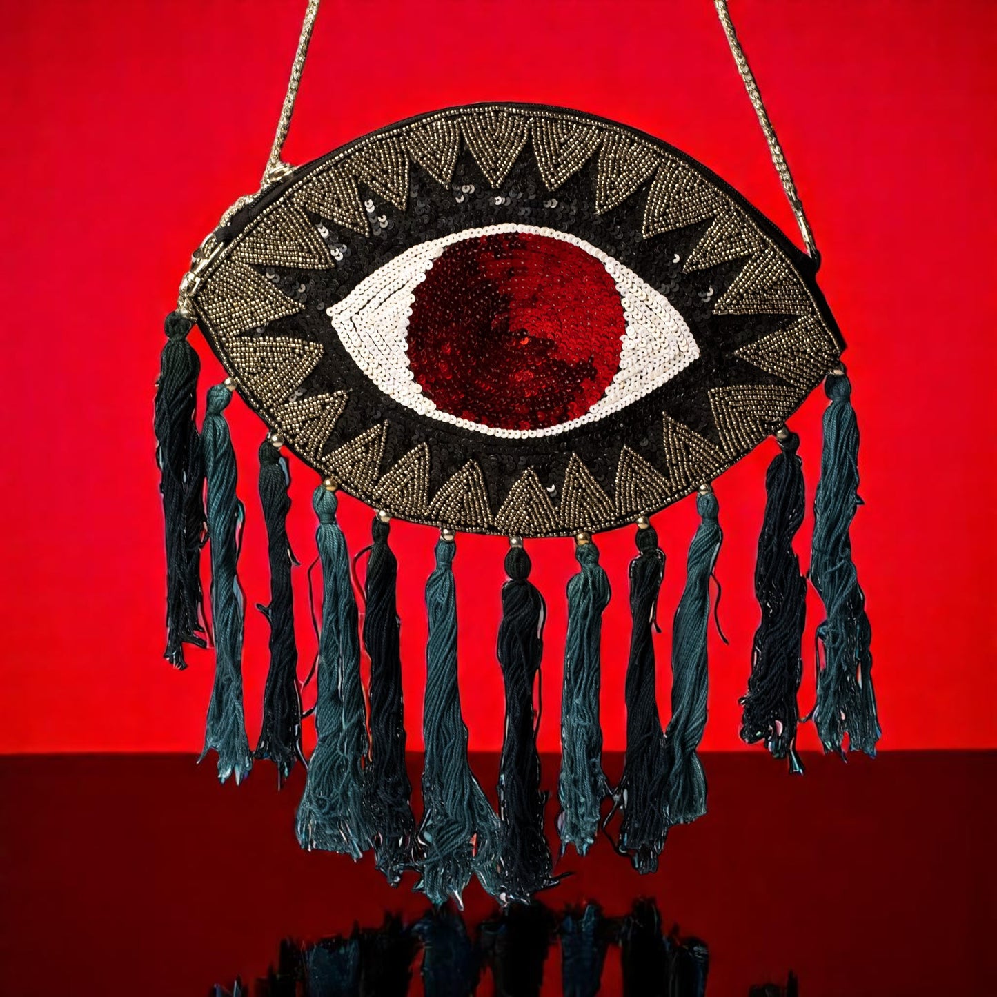 Black Evil Eye Boho Sling Bag