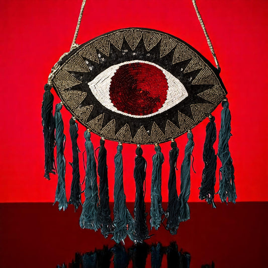 Black Evil Eye Boho Sling Bag