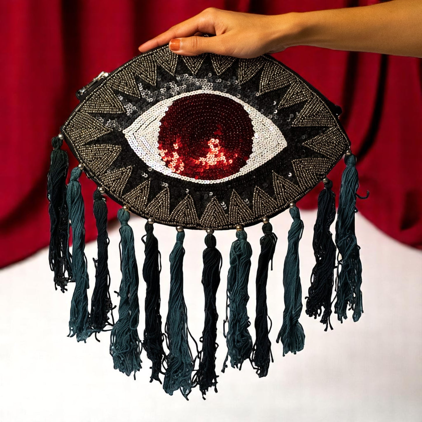 Black Evil Eye Boho Sling Bag