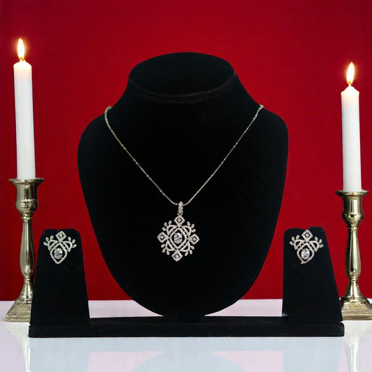 92.5 Silver Chain Zircon Pendant Set