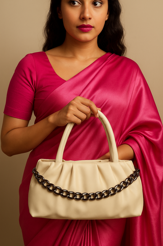 White leather handbag with sling