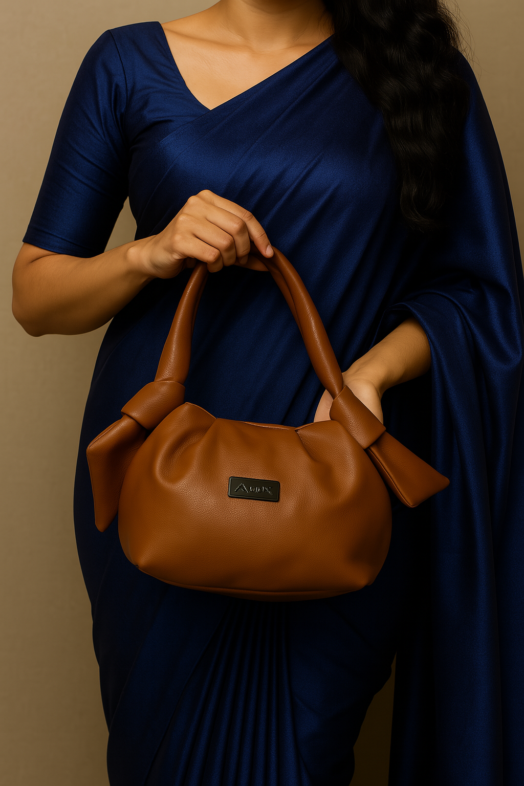 Brown leather handbag with sling