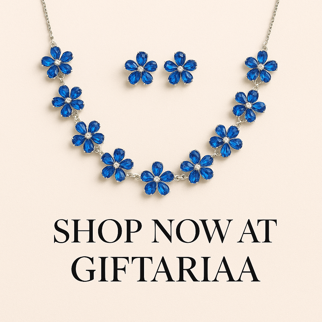 Blue Floral Necklace Set