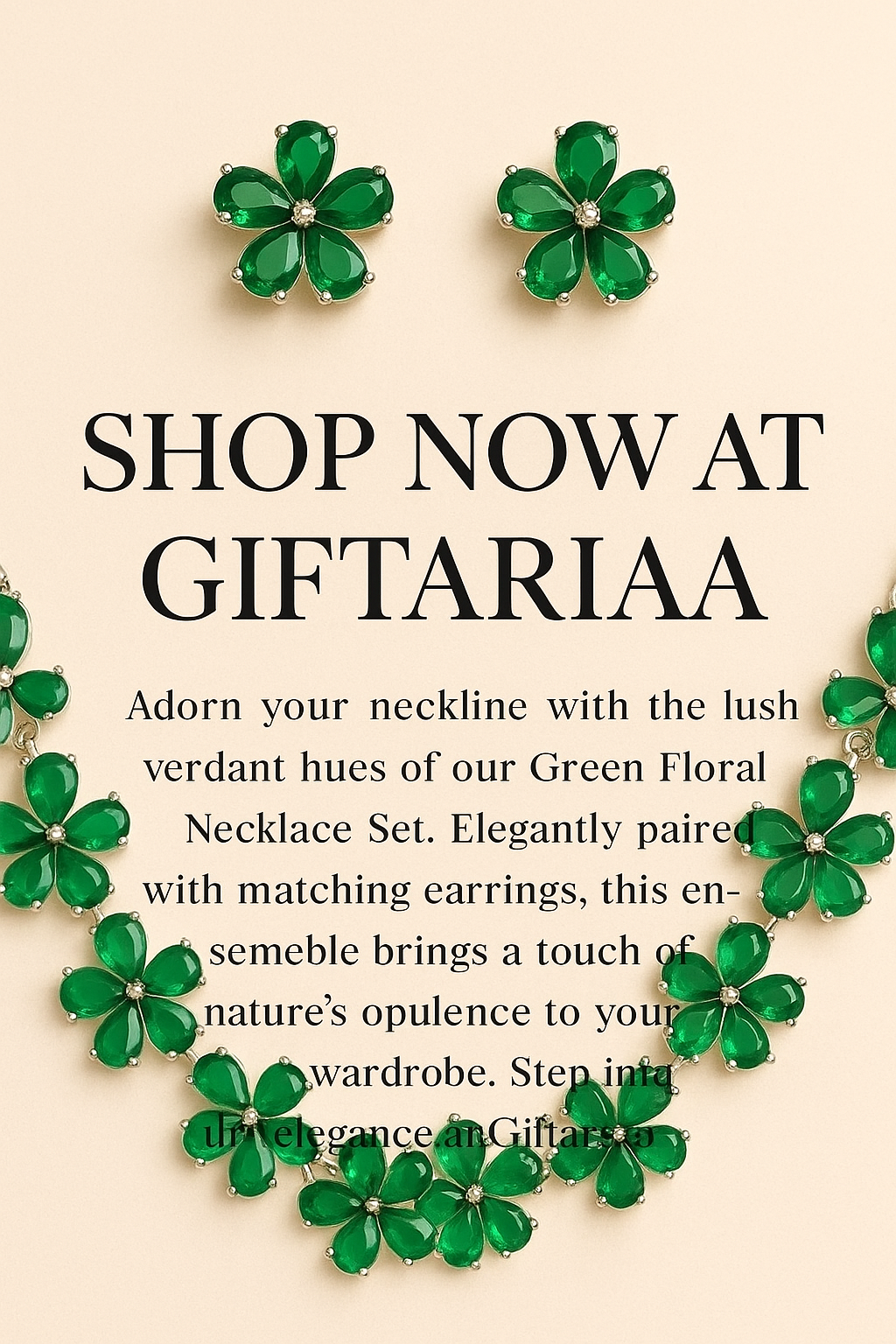 Green Floral Necklace Set