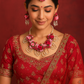 Dark-Light Pink Handmade Floral Haldi-Mehendi Bridal Jewelry Set