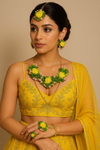 Yellow-Green Handmade Floral Haldi-Mehendi Bridal Jewelry Set