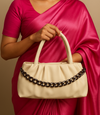 White leather handbag with sling