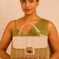Bamboo Dark Beige with Pink Leather Handbag with Sling Bag