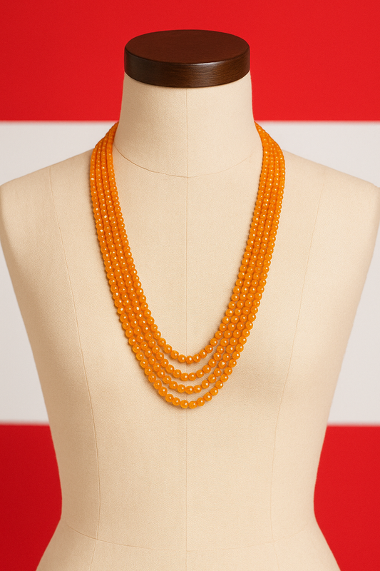 Five Strand Emerald Onyx Stone Beads Necklace For Women and Girls