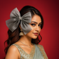 Organza Steel Grey Bow Clip