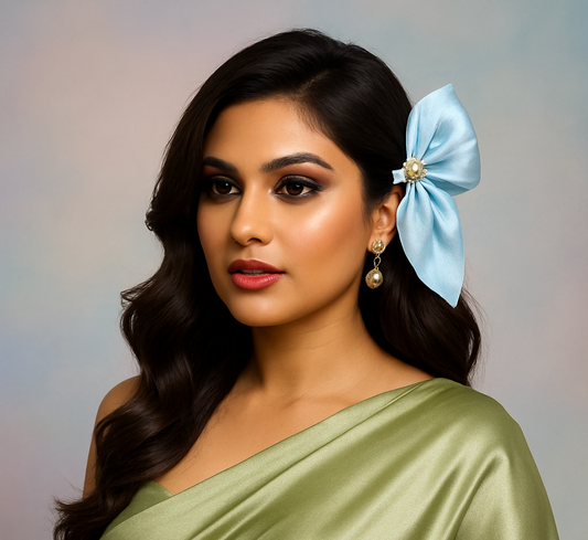 Organza Sky Blue Bow Clip