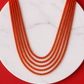 Five Strand Emerald Oynx Mehroon Stone Beads Necklace for Women and Girls