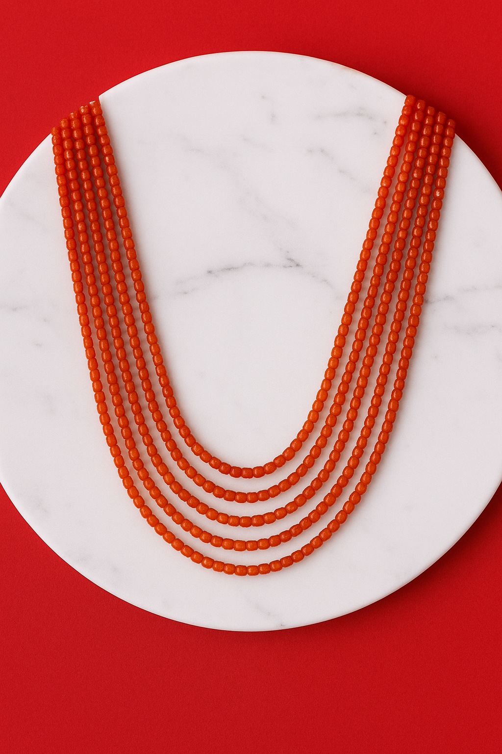 Five Strand Emerald Oynx Mehroon Stone Beads Necklace for Women and Girls