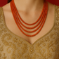 Five Strand Emerald Oynx Mehroon Stone Beads Necklace for Women and Girls