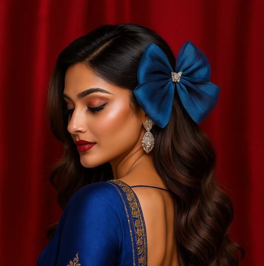 Organza Blue Bow Clip