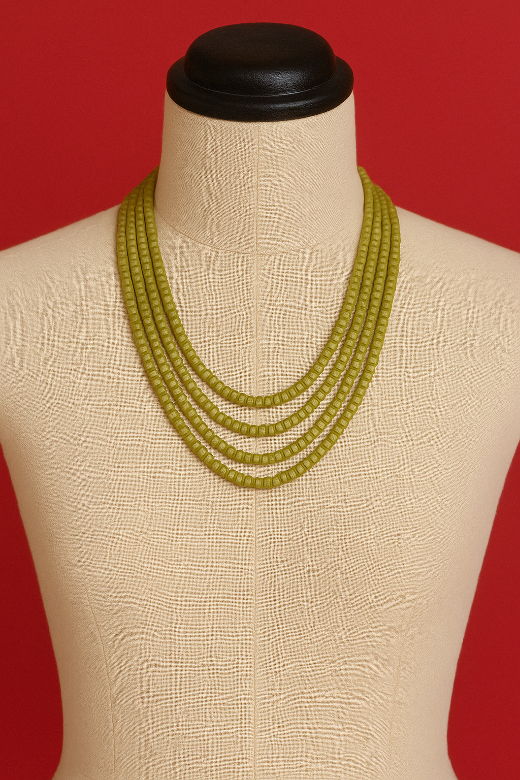 Five Strand Emerald Onyx Green Stone Beads Necklace for Women and Girls