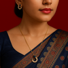 Zirconia Blue Moon Shape Pendant Set