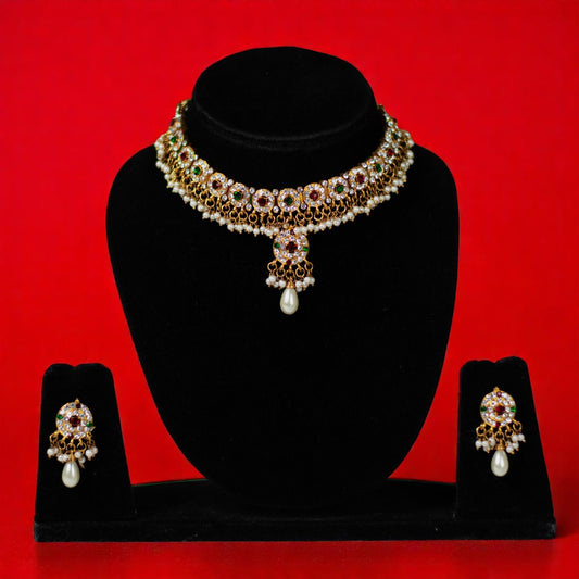 Meenakari Ruby Panna Necklace Set