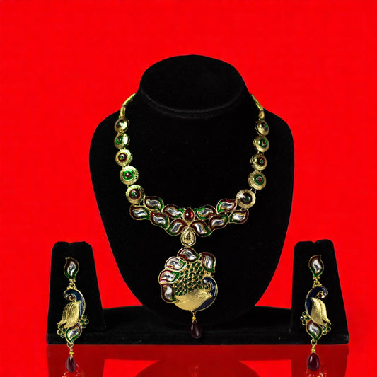 Kundan Peacock Necklace Set