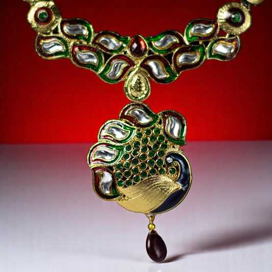 Kundan Peacock Necklace Set