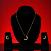 Gold Polish Chain Green Panna Moon Shaped Pendant Set