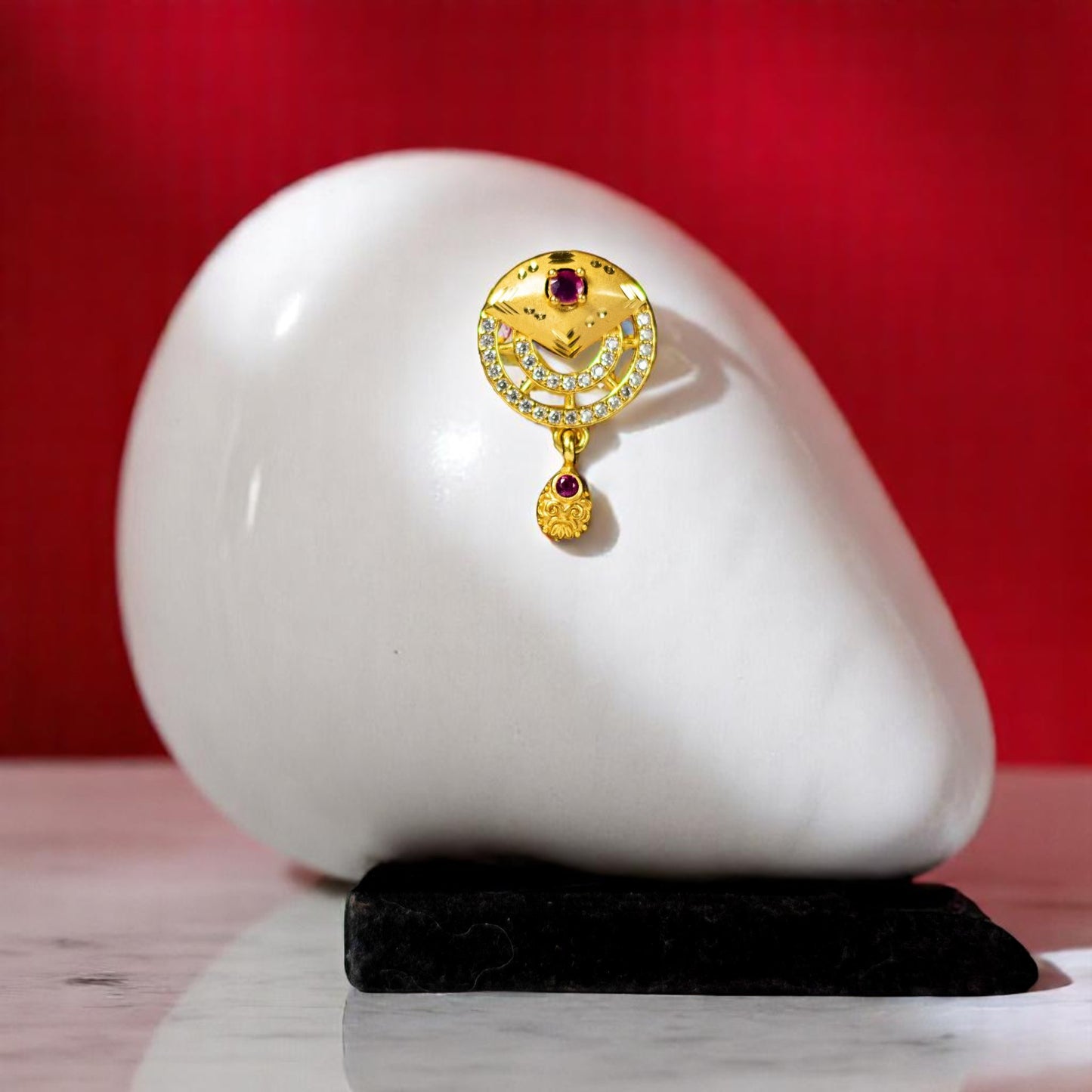 Gold Polish Zircon Pendant Set 002