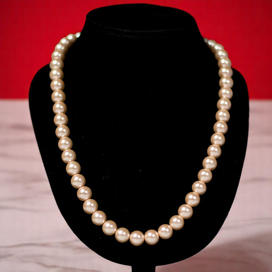 Peach Synthetic Pearl Single Strand Mala
