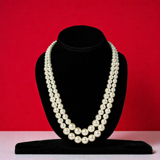 White Synthetic Pearl Double Strand Mala