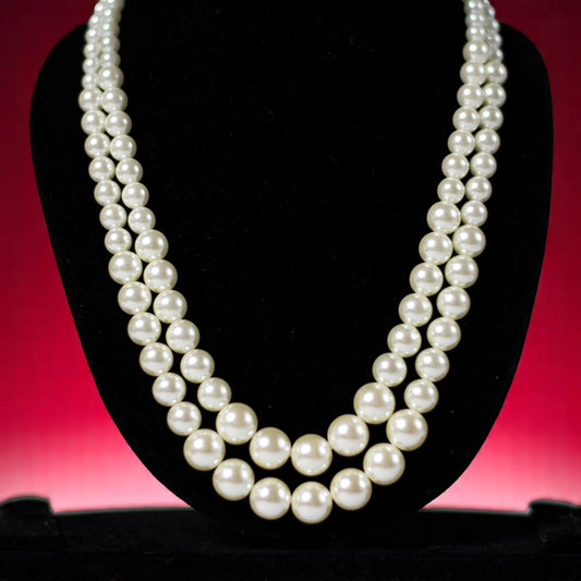 White Synthetic Pearl Double Strand Mala